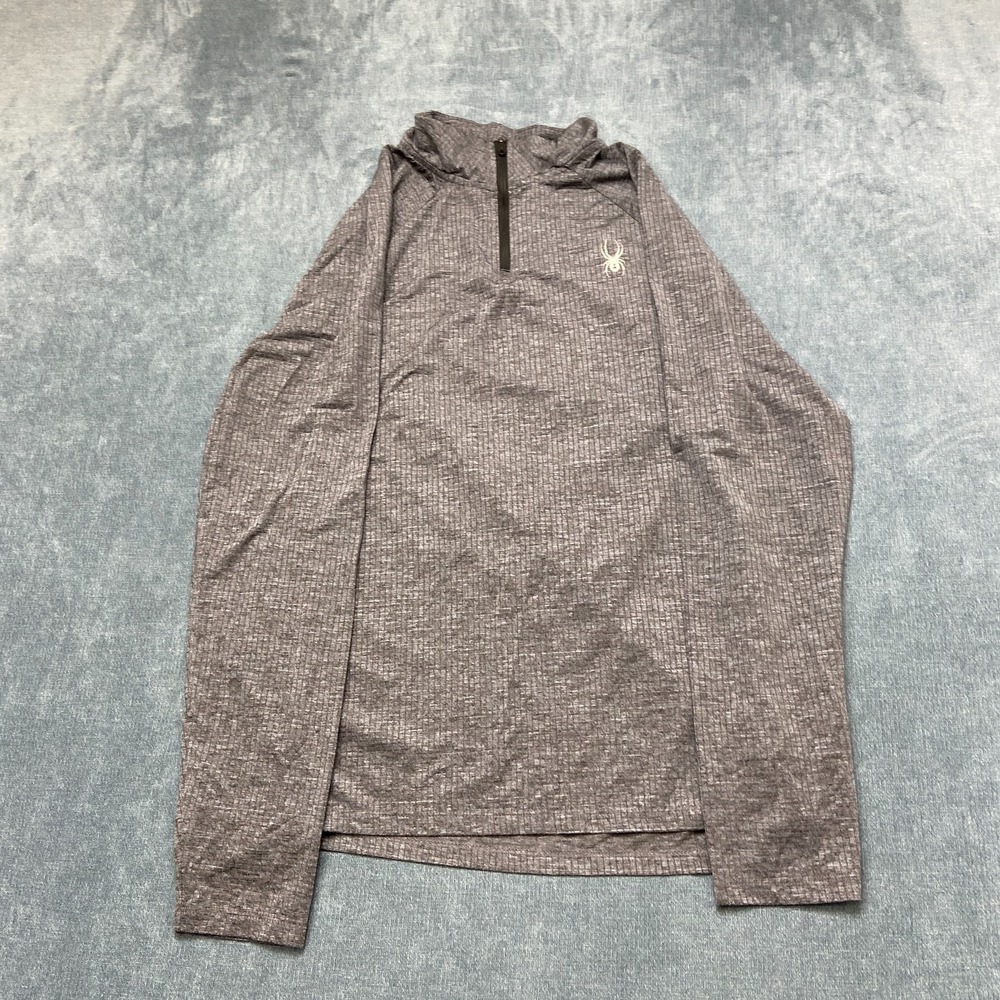 Spyder Active Pro Web Shirt Mens Medium Heather Gray Raglan Sleeve Quarter Zip